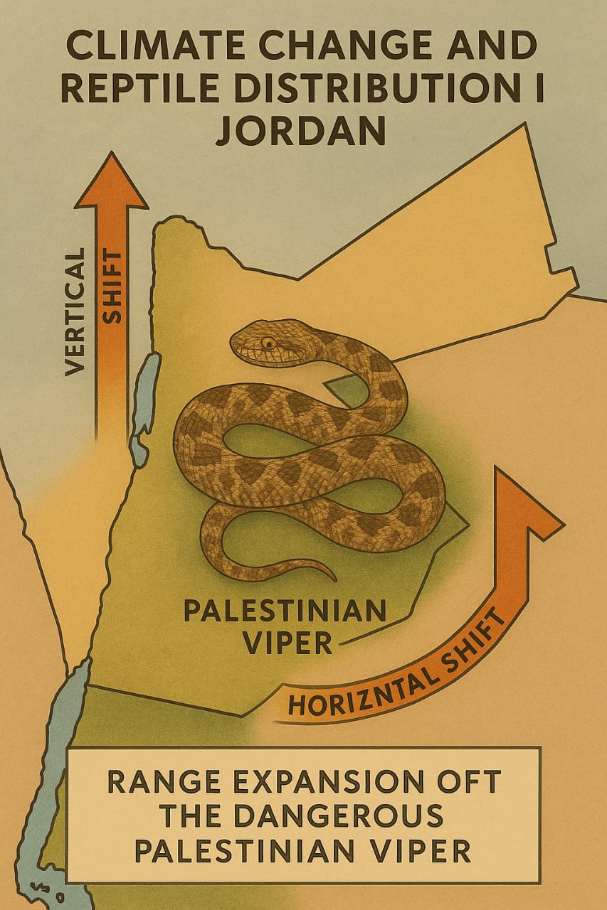 دَوَر التَغّير المُناخي في الانتشار العمودي والأفقي للزواحف والثعابين في الاردن وفي بلاد الشام.