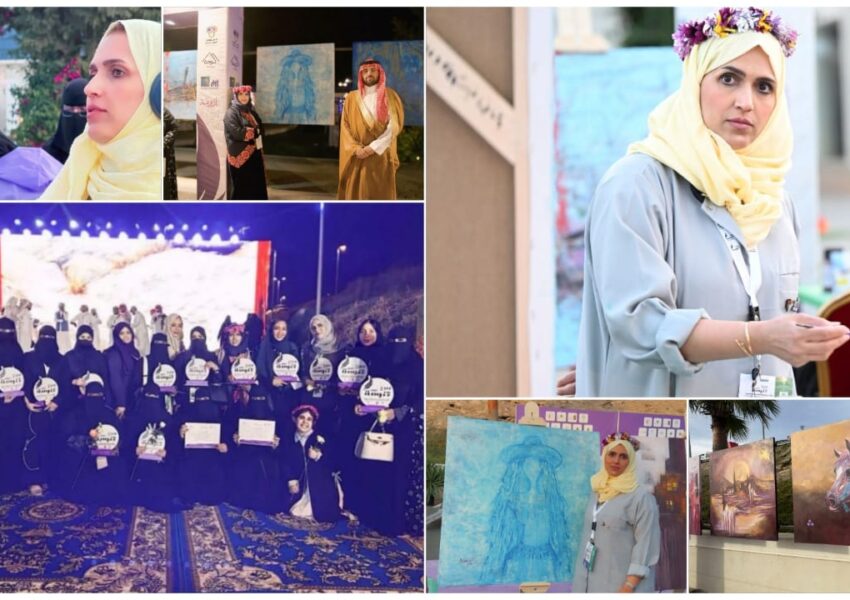 الفنانة التشكيلية أماني غيث تترك بصمة فنية مميزة في ملتقى ربيع تنومة الدولي للفنون البصرية 2025