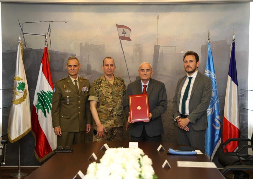 توقيع مذكرة تفاهم بين قوات الأمم المتحدة المؤقتة في لبنان – اليونيفيل، ووزارة الدفاع الوطني بمشاركة ودعم الحكومة الفرنسية