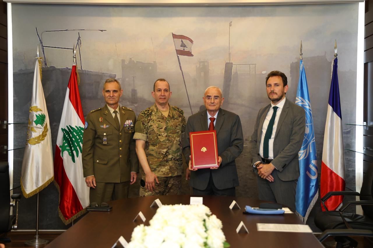 توقيع مذكرة تفاهم بين قوات الأمم المتحدة المؤقتة في لبنان – اليونيفيل، ووزارة الدفاع الوطني بمشاركة ودعم الحكومة الفرنسية